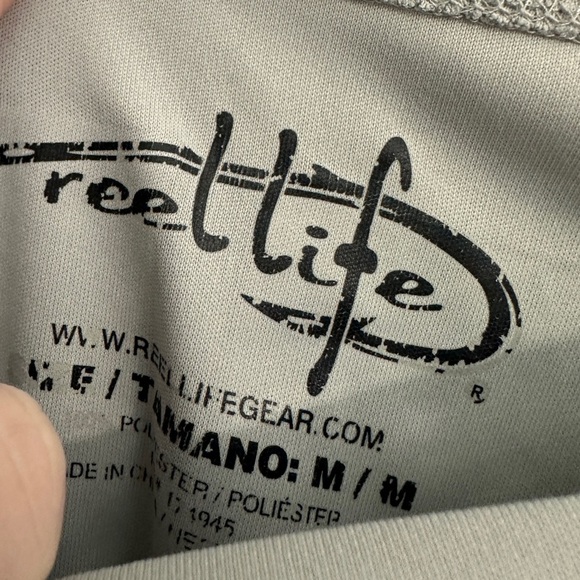Reel Life Mens Long Sleeve Fishing Shirt Grey Medium Sun Outdoor - Picture 3 of 3